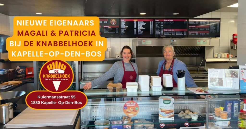 eigenaars frituur in de zaak de knabbelhoek in Kappelle-op-den-bos